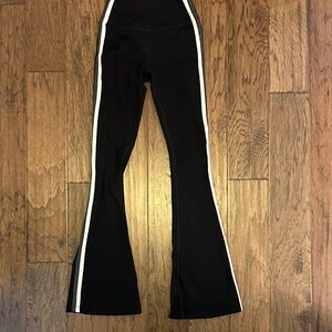 Splits59 Black Flared Leggings with White and grey Stripes xs